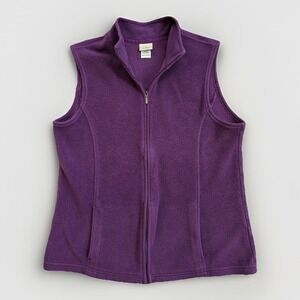 LL Bean Womens Polartec Fleece Vest Sz L Purple Classic Outdoor Full Zip Hiking